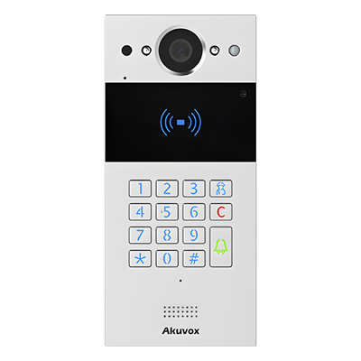 Videoportero SIP / Teclado y Lector de Tarjeta / Notificación App / Notificación Llamada Telefónica / Configuración en la Nube / POE / IP65 / Cámara de 2 MP / NFC / PIN Temporal para Visitas / Control de 2 Puertas