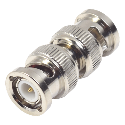 Adaptador tipo Barril para 75 Ohm, de Conector BNC Macho a BNC Macho, Niquel/ Oro/ Teflón.