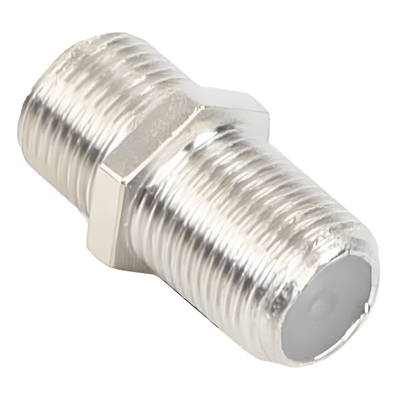 Adaptador Barril para 75 Ohm, de Conector F Hembra a F Hembra, Níquel/ Estaño/ Polietileno.