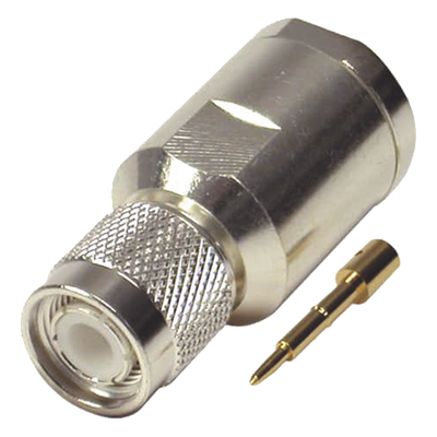 Conector TNC Macho de Rosca en 50 Ohm para cable LMR-400, 9913, 8214, CNT-400, RG8/U-SYS, RFLASH-1113, Plata/ Oro/ Teflón.