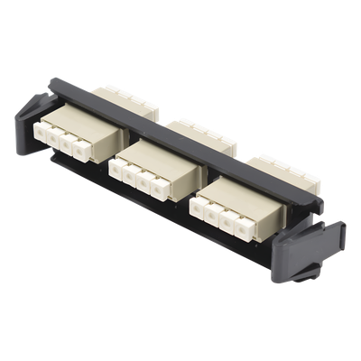 Placa Acopladora de Fibra Óptica Quick-Pack, Con 3 Conectores LC Quad (12 Fibras), Para Fibra Multimodo, Beige