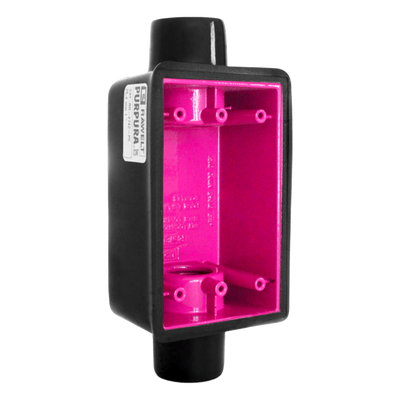 Caja Rectangular de 1/2″/ Con Recubrimiento exterior de PVC e interior Purpura.