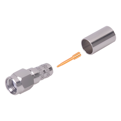 Conector SMA Macho de Anillo Plegable para Cables LMR-240, RG-8/X, 9258, Niquel/Oro/Teflón.