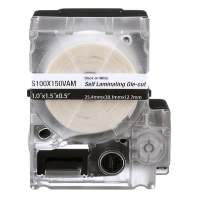 Casete de 175 Etiquetas Autolaminadas de 25.4 x 38.1 mm (1 x 1.5 pulgadas), para Cables de 4 a 8.1 mm (0.16 a 0.32 pulgadas) de Diámetro, Área de Impresión Color Blanco