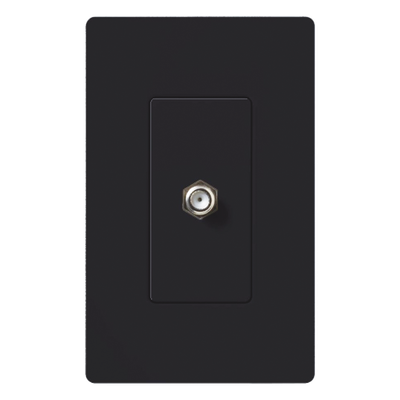 Salida de pared para cable coaxial con conector tipo F de 75 ohms, un puerto, apertura tipo designer, línea Satin Colors color Midnight