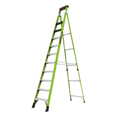 Escalera de 3.65 m Capacidad máxima de 170 Kg, inclinada, de fibra de vidrio con almohadilla de pared giratoria.