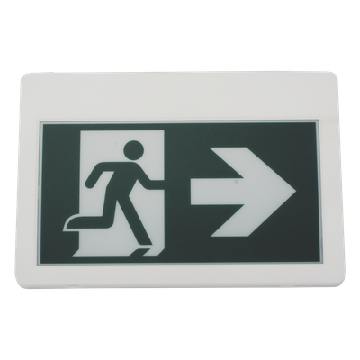 Letrero LED de Señalización de salida «Hombre Corriendo»/ Alto brillo / Uso en pared, lateral o techo / Batería de Respaldo Incluida con hasta 120 minutos de duracion