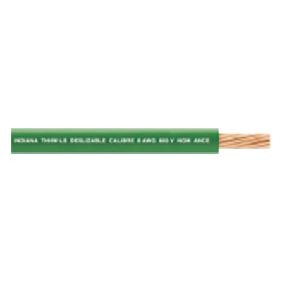 Cable Eléctrico de Cobre Recubierto THW-LS Calibre 4 AWG 19 Hilos Color Verde (100 metros)