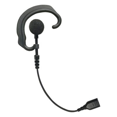Auricular de gancho para el oído (RESPONDER) con cable de fibra trenzada y conector SNAP. Requiere micrófono de solapa de 1 o 2 hilos de la Serie SNAP.