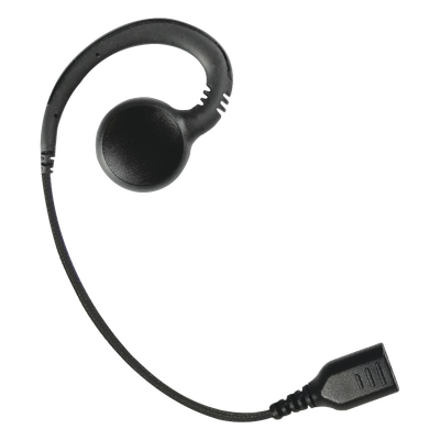 Auricular giratorio con gancho en forma de «G» con cable de fibra trenzada y conector SNAP. Requiere micrófono de solapa de 1 o 2 hilos de la Serie SNAP.