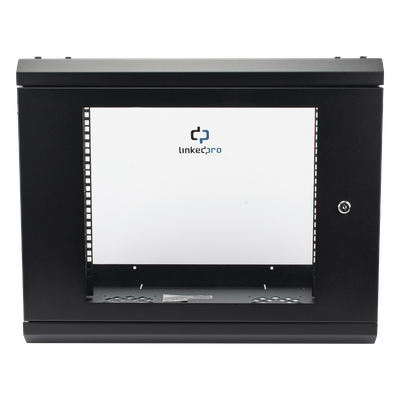 Gabinete de Pared con Puerta de Cristal Templado, 455 mm de Profundidad, 9U Rack de 19», Acero Reforzado