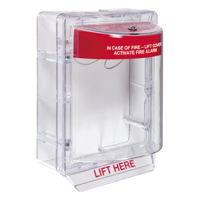 Cubierta Protectora Serie Stopper II® De Policarbonato, Con Bocina, Espaciador Transparente, Montaje en Superficie, Etiqueta en Inglés
