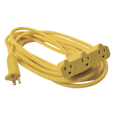 Extensión Eléctrica Tipo Abanico Uso Rudo 8 metros/ 127 V CA – 10 A Máximo / Color Amarilla.
