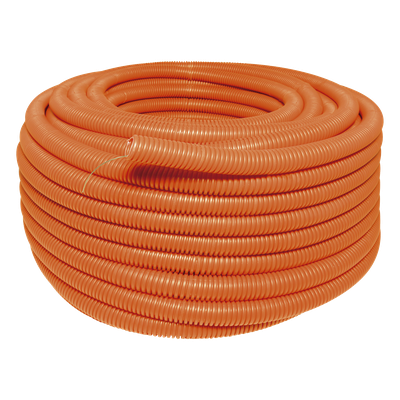Manguera Poliducto Corrugado Flexible Naranja Reforzado de 3/4″ x 50 m Para Instalaciones Eléctricas /Polietileno Alta Densidad HDPE/ Sin guía /Resistente a Intemperie.