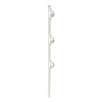 Poste de Paso Blanco de 0.75m para Cerca Electrificada. Tubo Galvanizado cal. 18 de 1″Diam. con Tapón y 3 Aisladores Instalados.