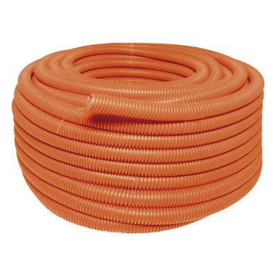 Manguera Poliducto Corrugado Flexible Naranja Reforzado de 1″ x 50 m Para Instalaciones Eléctricas /Polietileno Alta Densidad HDPE/ Con guía /Resistente a Intemperie.