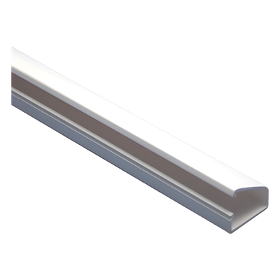 Canaleta blanca tipo bisagra de PVC auto extinguible, con cinta adhesiva, paquete con 4 piezas de 20x10x1100mm (5101-01272)