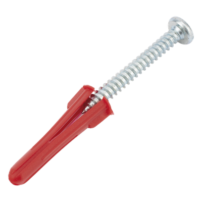 Paquete Con 10 Taquetes Rojos de 1/4″ y 10 tornillos 10 x 1 1/2″ (4.82 x 38 mm) (1103-05002)