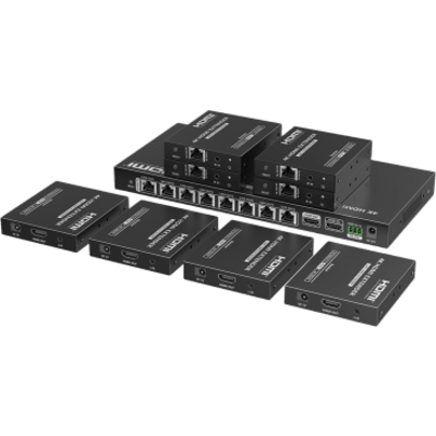 Kit Divisor y Extensor HDMI | 1×8 | Hasta 70 m |Resolución 4K @ 60 Hz | Cat 6/6a/7 | IPCOLOR | CERO LATENCIA | Puerto S/PDIF | EDID | RS232 | Salida Loop / PoC