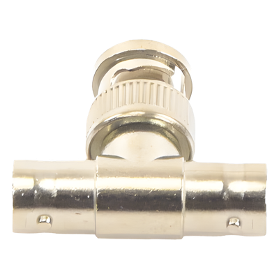 Adaptador en T para 75 Ohm de Conector BNC Macho a Doble BNC Hembra, Níquel/ Oro/ Teflón.