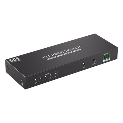 Switch Conmutador HDMI 4X1 | 4 Entradas 1 Salida | Velocidad de trasmisión 48 Gbps | Resolución 8K | Salida de audio | HDCP 2.3