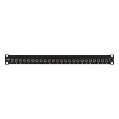 Patch Panel Ultramax. UTP, Precargado con Jacks Cat5e, 24 Puertos, Plano, 1U