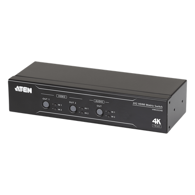 Conmutador matricial HDMI 2 x 2 True 4K con desembebedor de audio