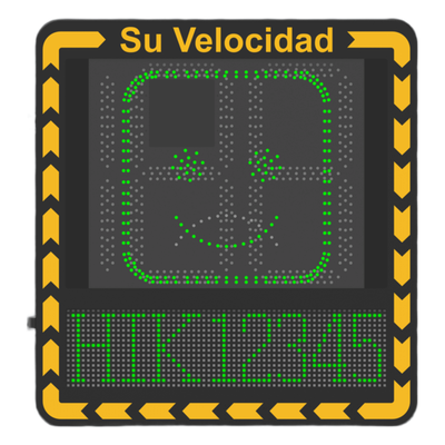 Display LED para Control de Velocidad Exterior / Distancia Visible de 100 m / LED de Alta Luminosidad y Bajo Consumo / Visualización de Velocidad con Código de Colores / IP66 / Conectividad Wi-Fi y Ethernet / Compatible con TCP/IP, HTTP, DHC